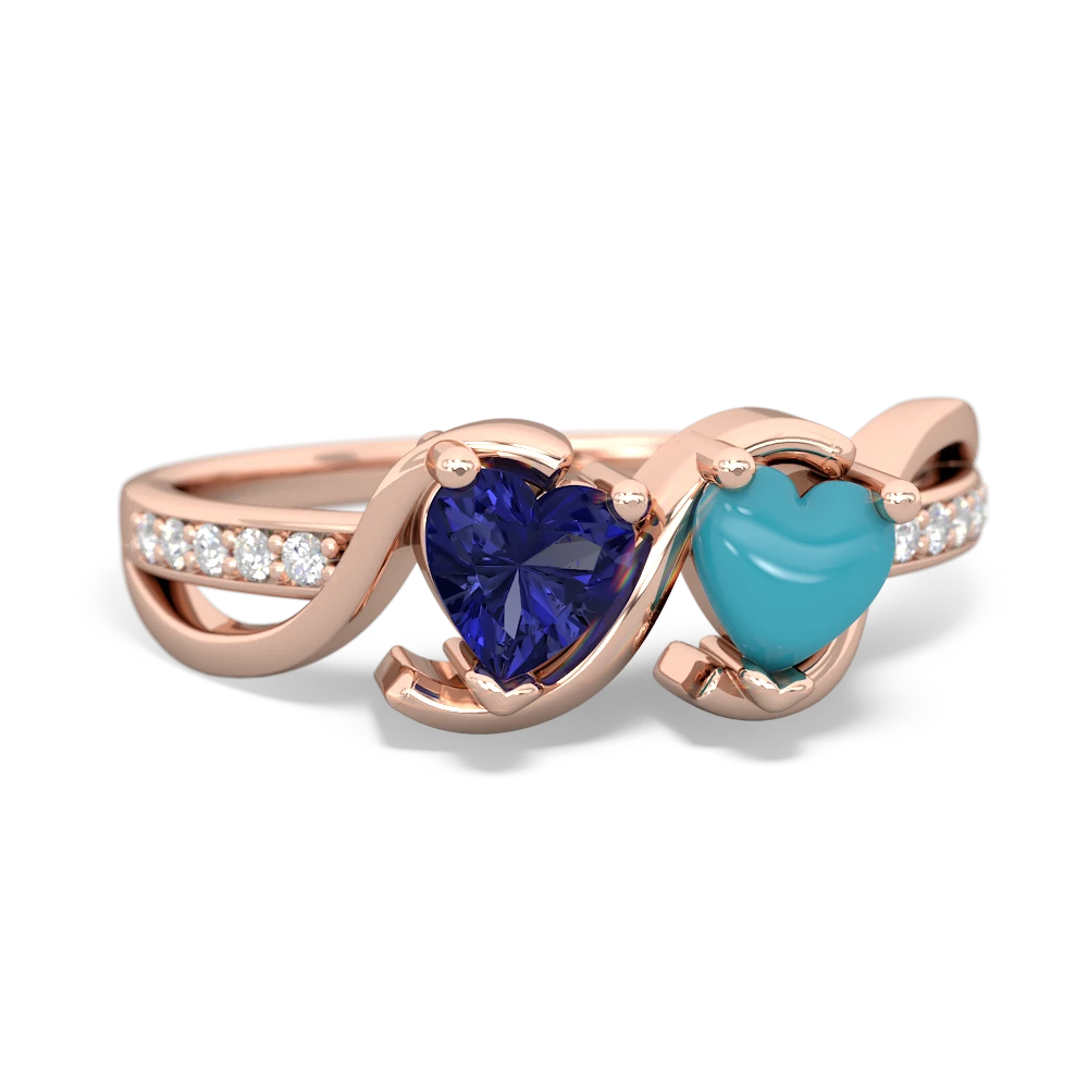 Lab Sapphire Side By Side 14K Rose Gold ring R3090