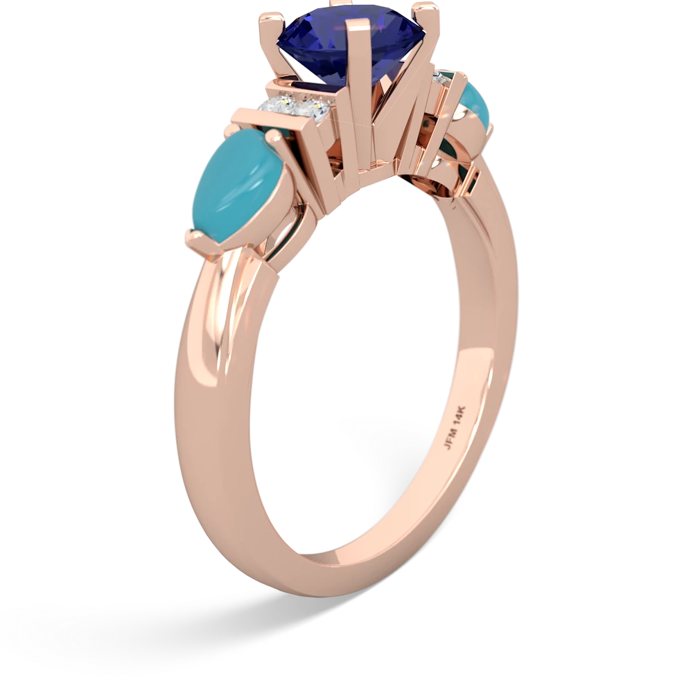 Lab Sapphire 6Mm Round Eternal Embrace Engagement 14K Rose Gold ring R2005