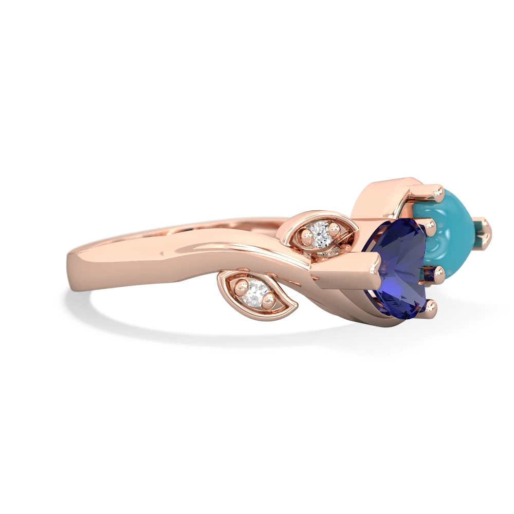 Lab Sapphire Floral Elegance 14K Rose Gold ring R5790