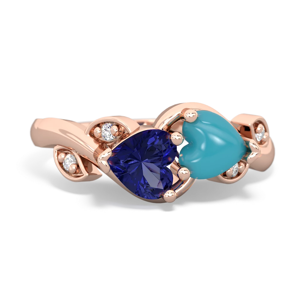 Lab Sapphire Floral Elegance 14K Rose Gold ring R5790