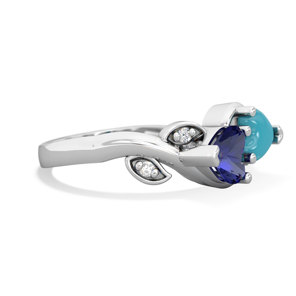 Lab Sapphire Floral Elegance 14K White Gold ring R5790