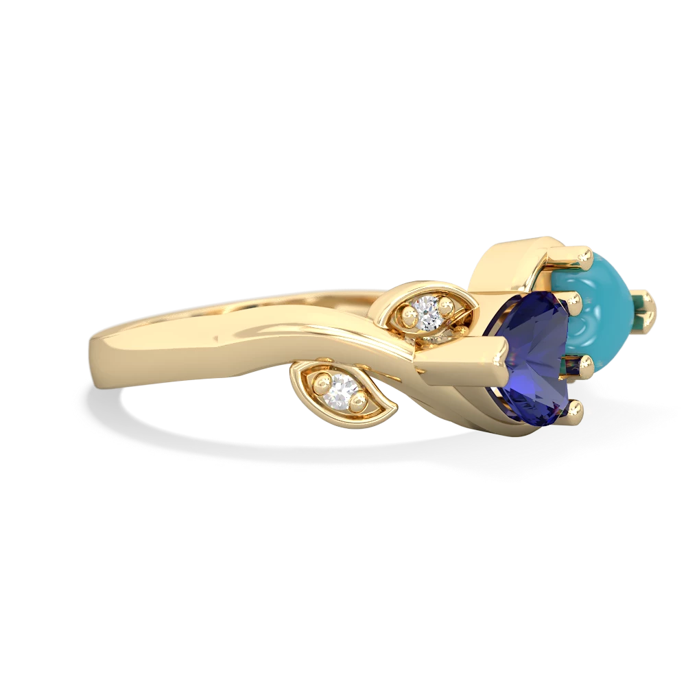 Lab Sapphire Floral Elegance 14K Yellow Gold ring R5790