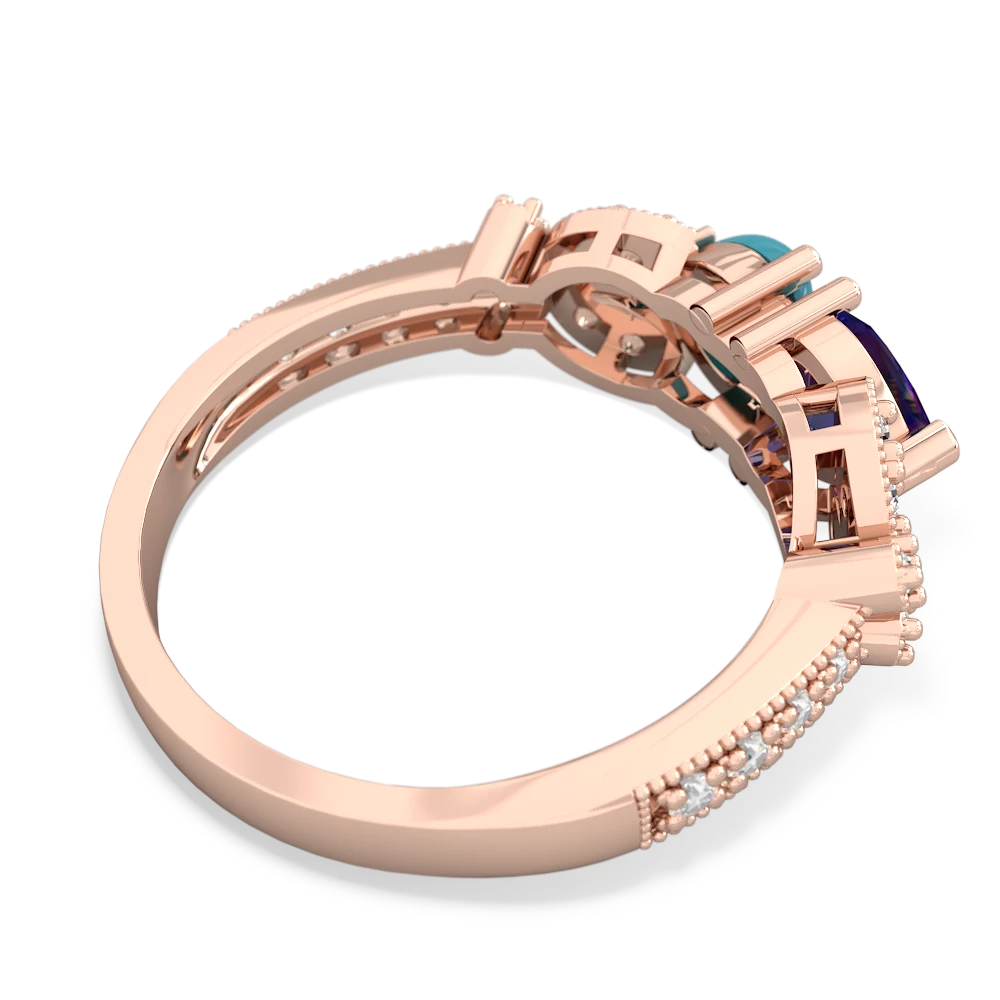 Lab Sapphire Diamond Butterflies 14K Rose Gold ring R5601