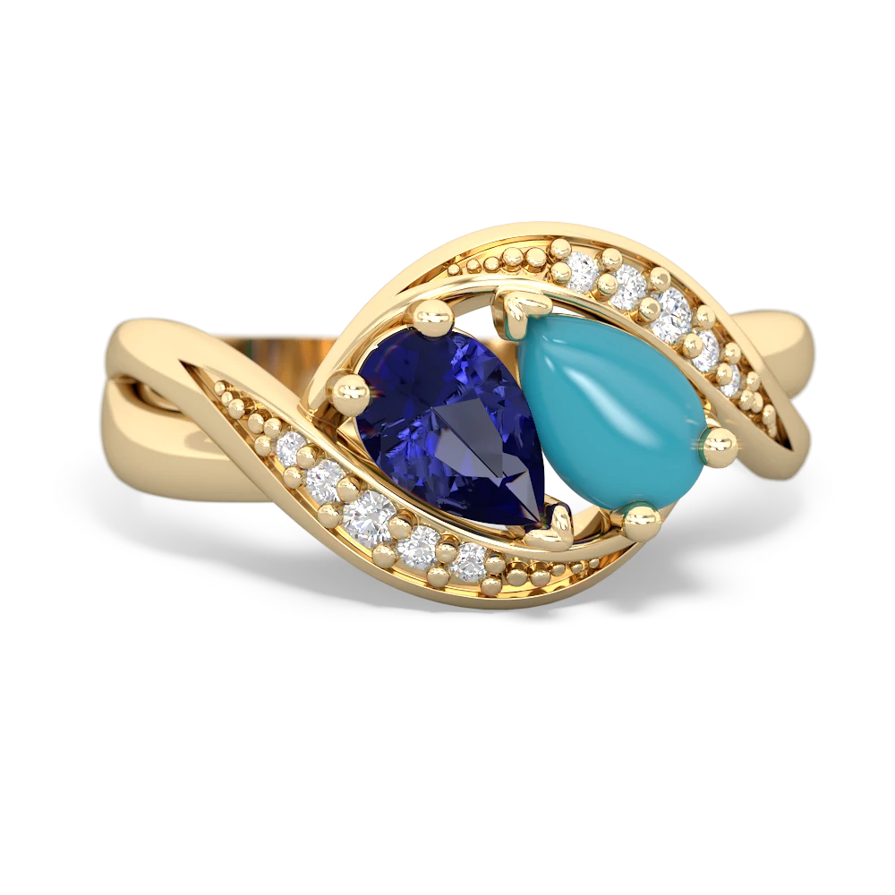 Lab Sapphire Summer Winds 14K Yellow Gold ring R5342