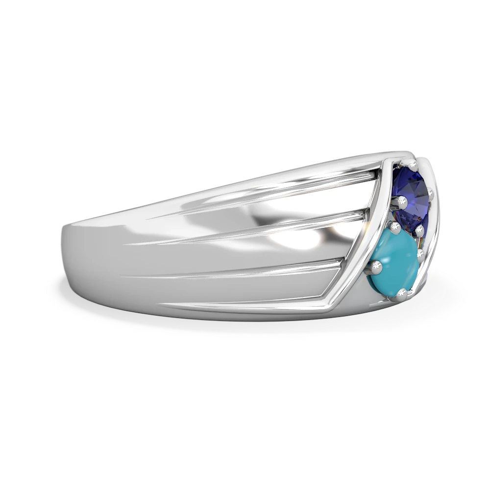 Lab Sapphire Men's Streamline 14K White Gold ring R0460