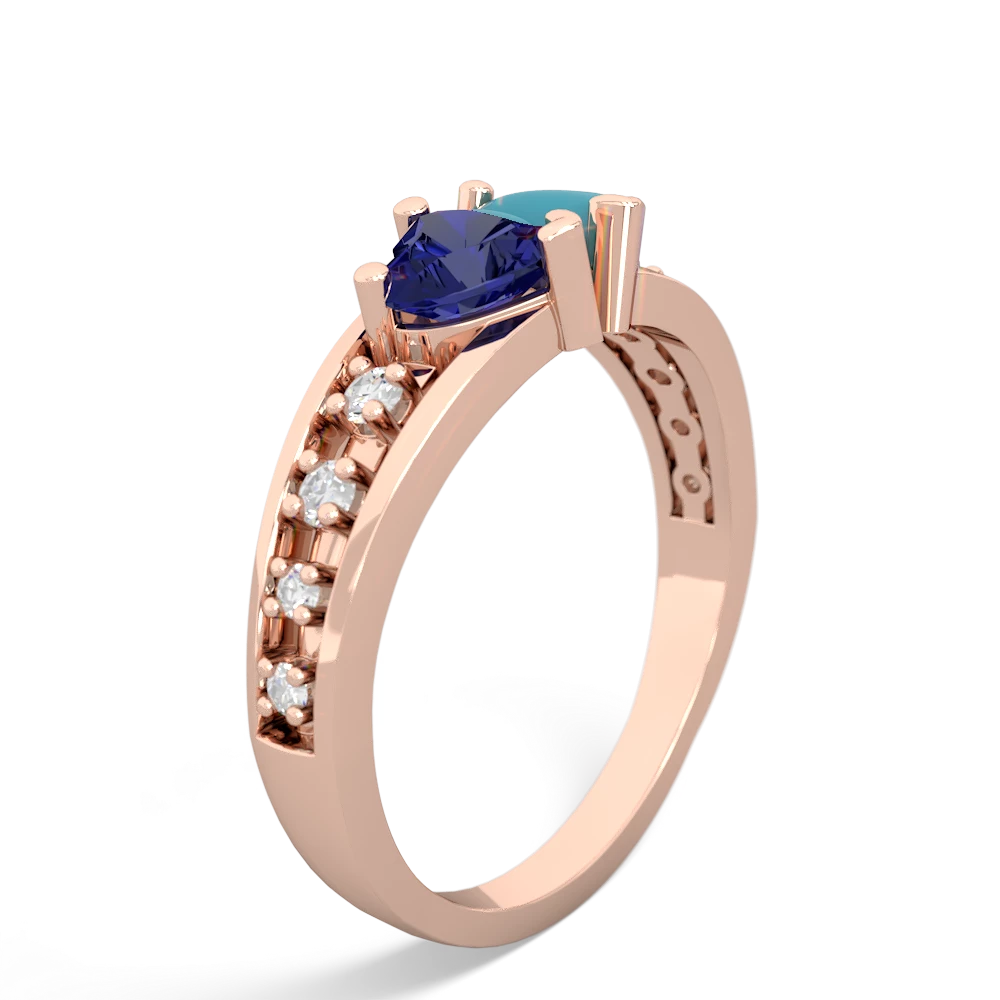 Lab Sapphire Heart To Heart 14K Rose Gold ring R3342