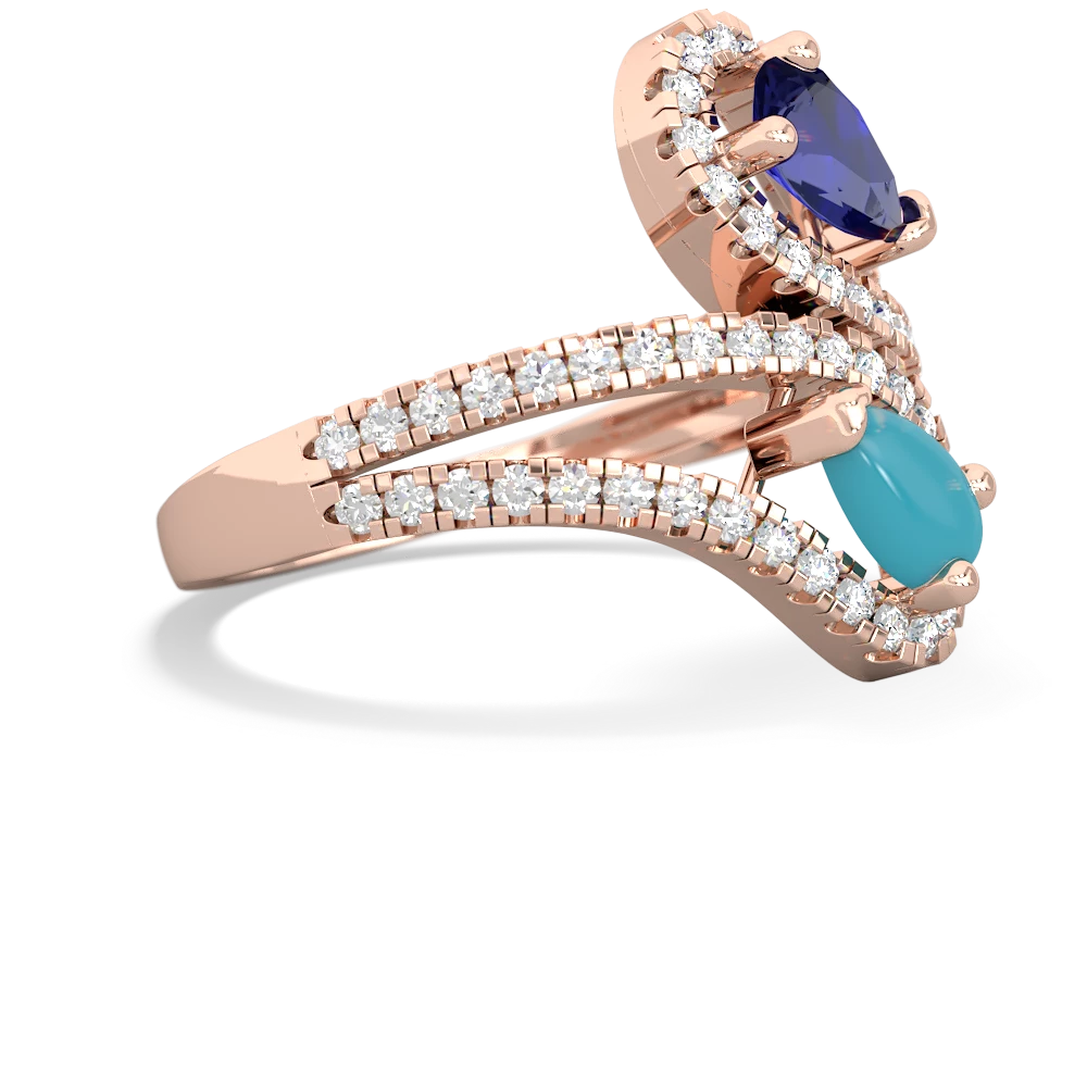 Lab Sapphire Diamond Dazzler 14K Rose Gold ring R3000
