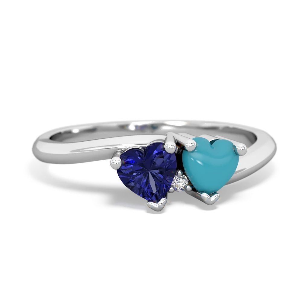 Lab Sapphire Sweethearts 14K White Gold ring R5260