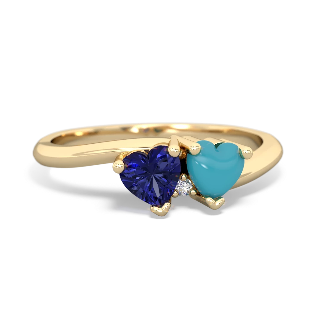 Lab Sapphire Sweethearts 14K Yellow Gold ring R5260