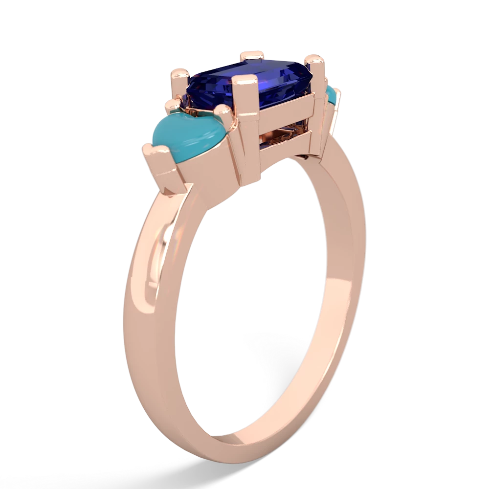 Lab Sapphire Three Stone 14K Rose Gold ring R5235