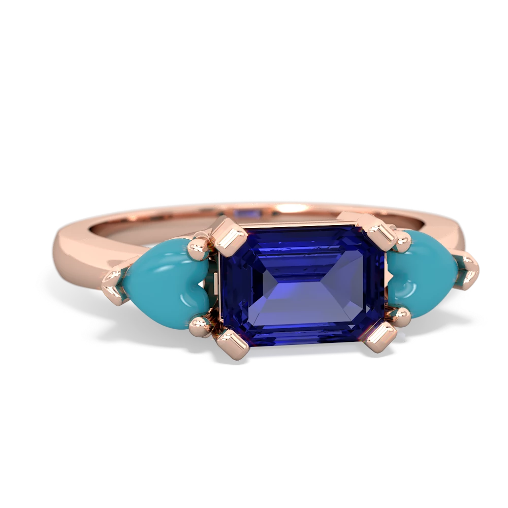 Lab Sapphire Three Stone 14K Rose Gold ring R5235