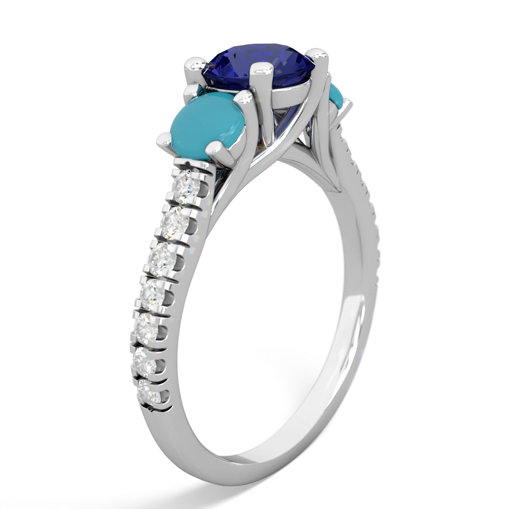 Lab Sapphire Pave Trellis 14K White Gold ring R5500