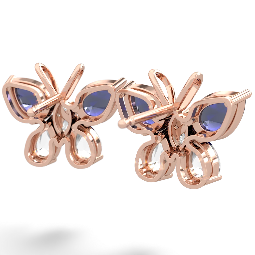 Lab Sapphire Butterfly 14K Rose Gold earrings E2215