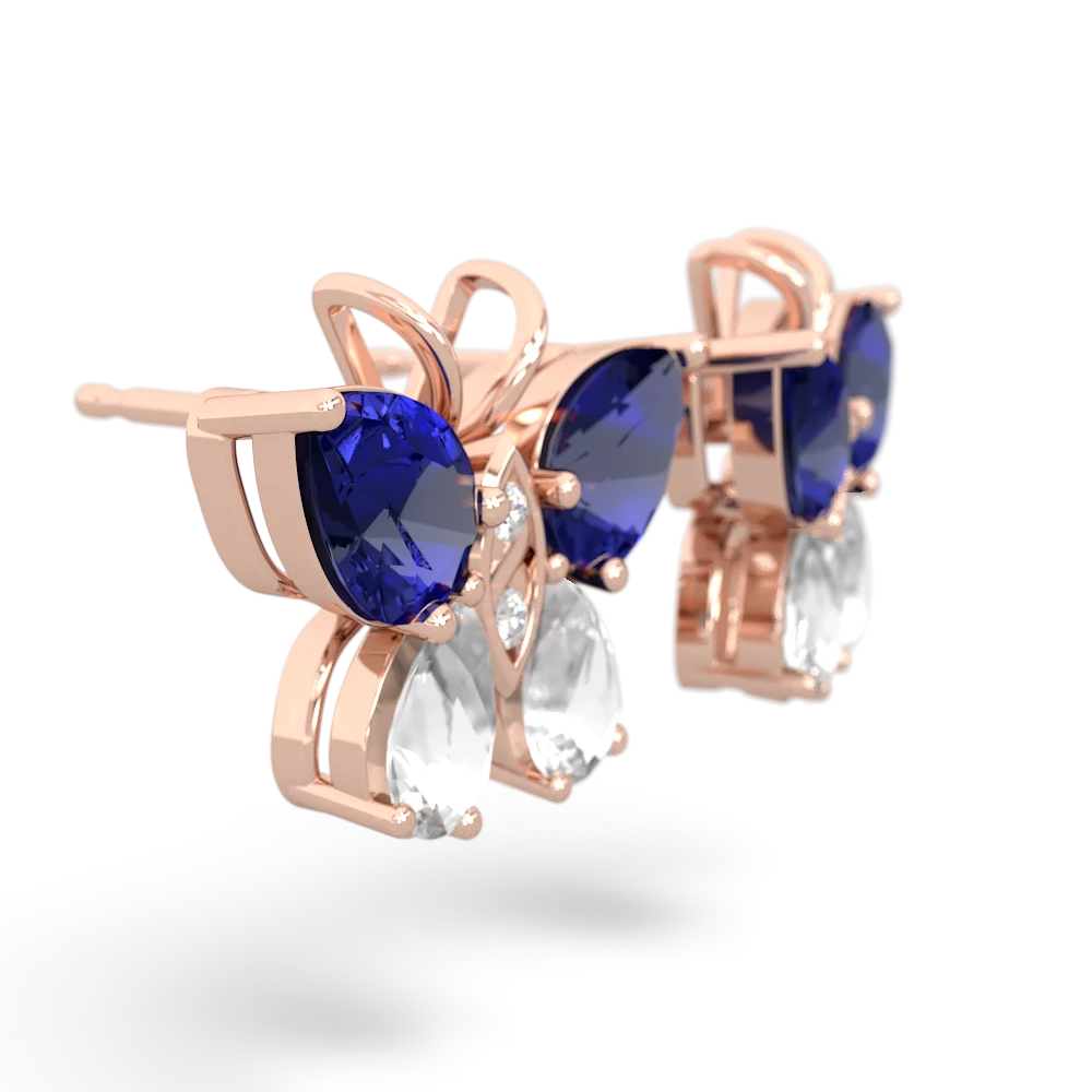 Lab Sapphire Butterfly 14K Rose Gold earrings E2215