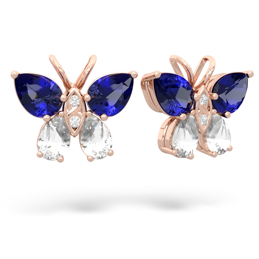 Lab Sapphire Butterfly 14K Rose Gold earrings E2215