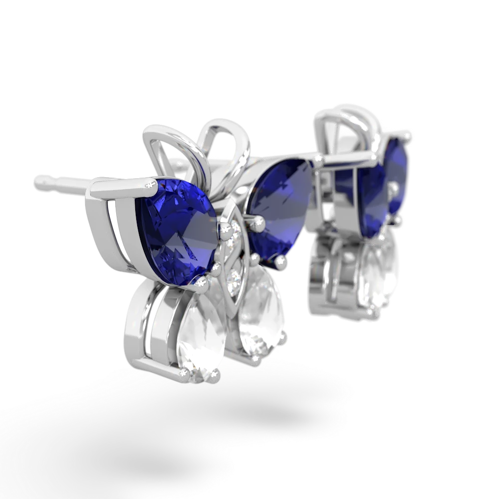 Lab Sapphire Butterfly 14K White Gold earrings E2215