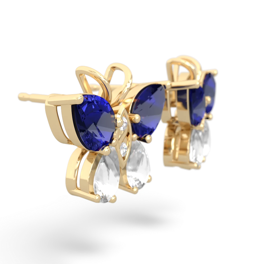 Lab Sapphire Butterfly 14K Yellow Gold earrings E2215