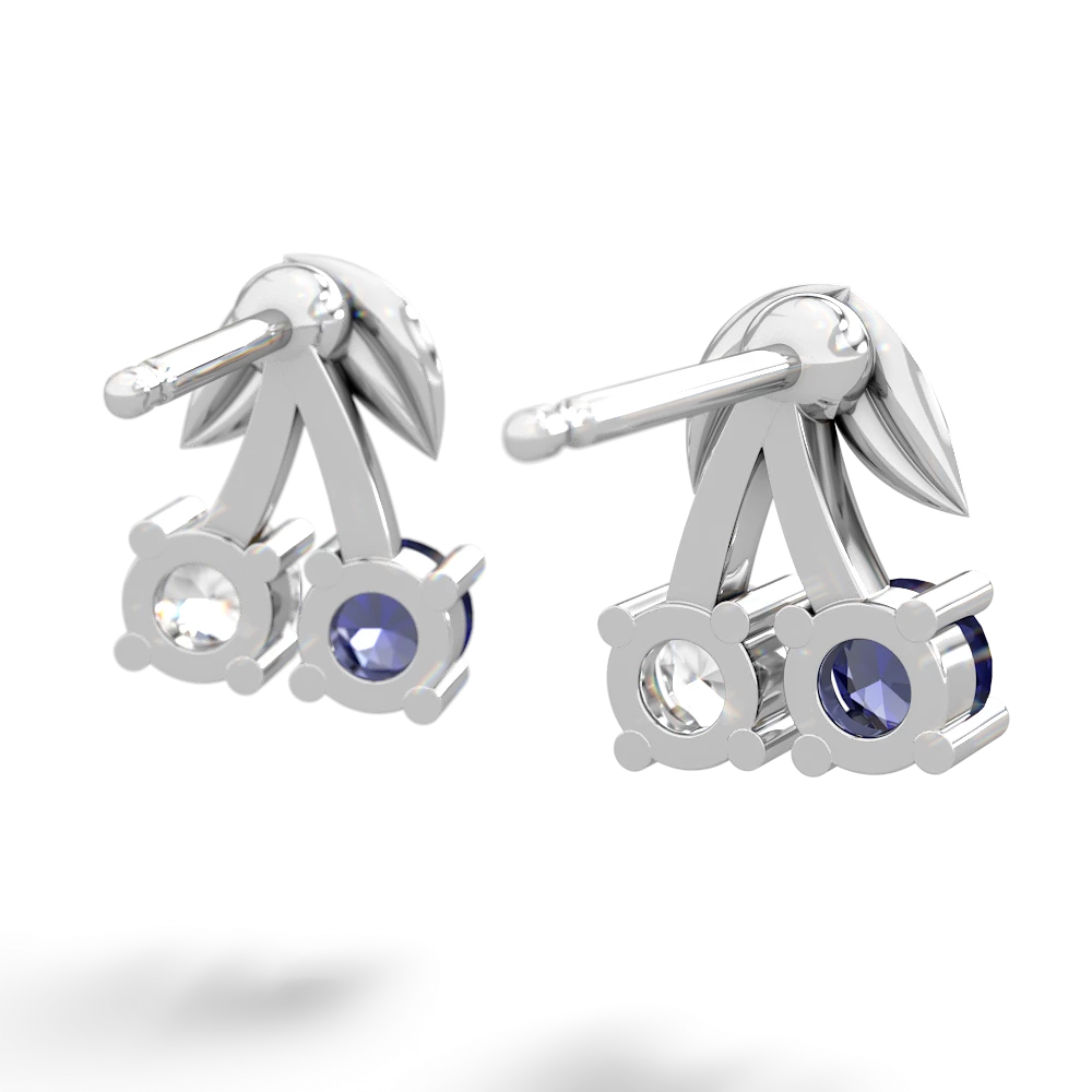 Lab Sapphire Sweet Cherries 14K White Gold earrings E7001