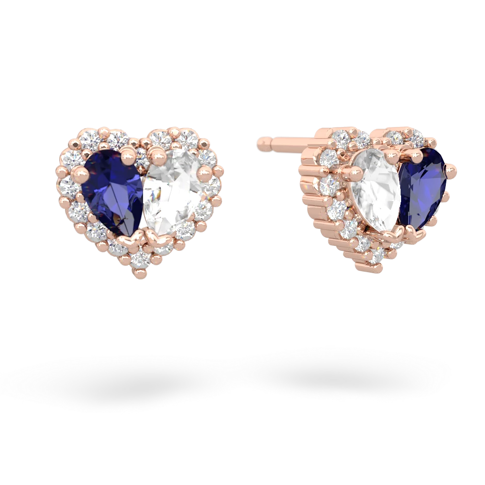 Lab Sapphire Halo 14K Rose Gold earrings E7008