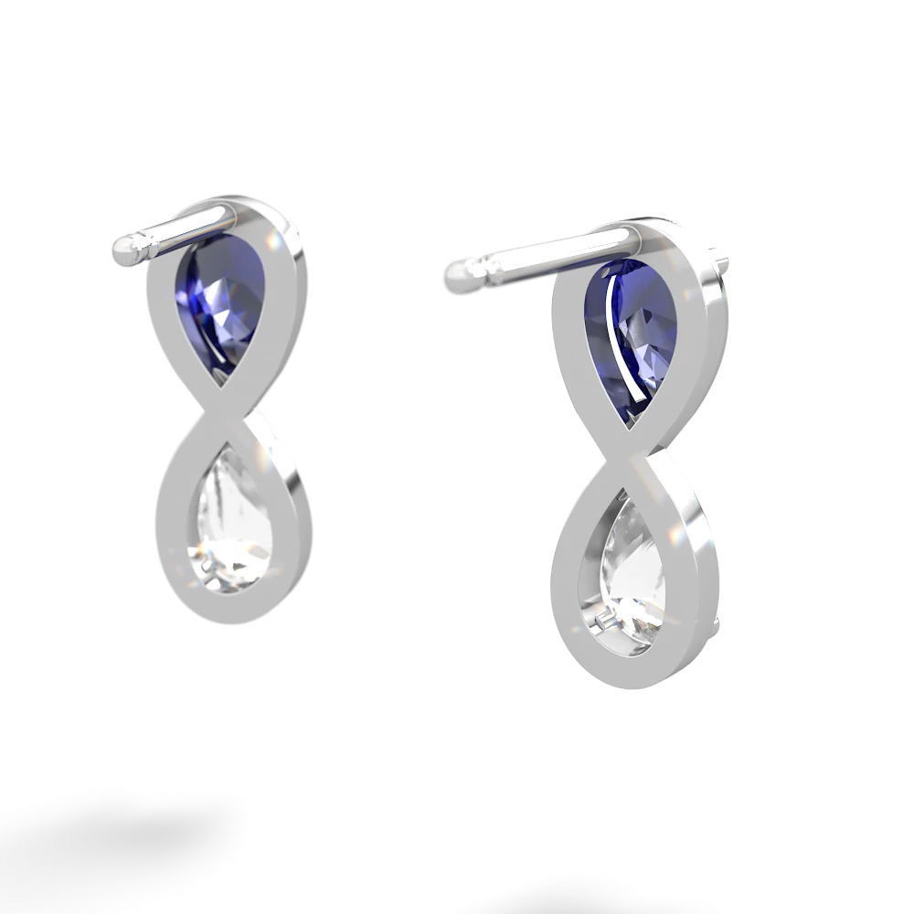 Lab Sapphire Infinity 14K White Gold earrings E5050