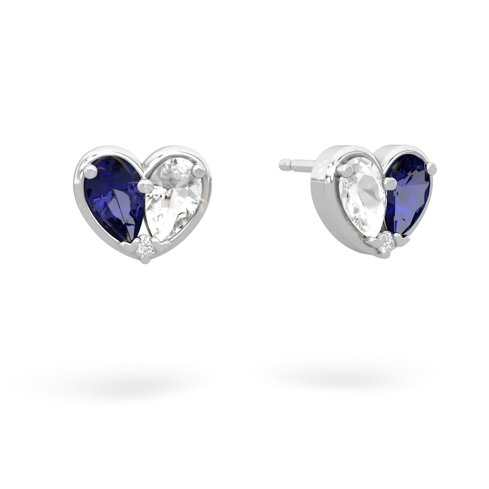 Lab Sapphire 'Our Heart' 14K White Gold earrings E5072