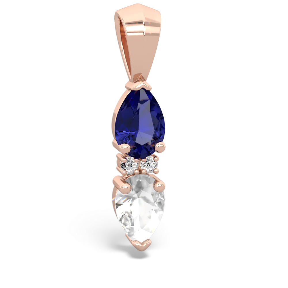 Lab Sapphire Bowtie Drop 14K Rose Gold pendant P0865