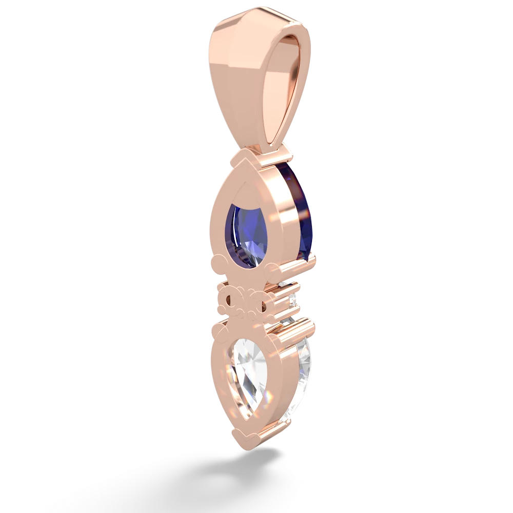 Lab Sapphire Bowtie Drop 14K Rose Gold pendant P0865
