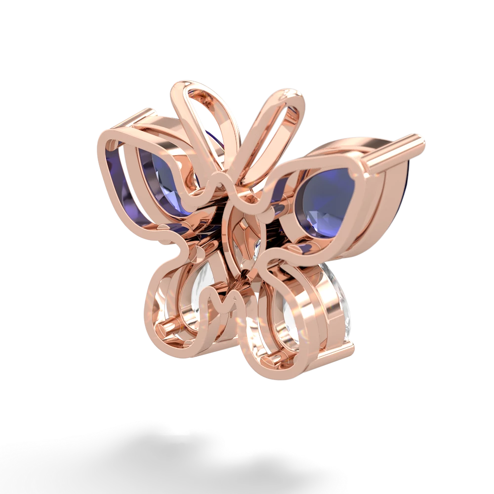 Lab Sapphire Butterfly 14K Rose Gold pendant P2215