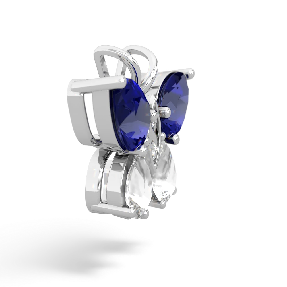 Lab Sapphire Butterfly 14K White Gold pendant P2215