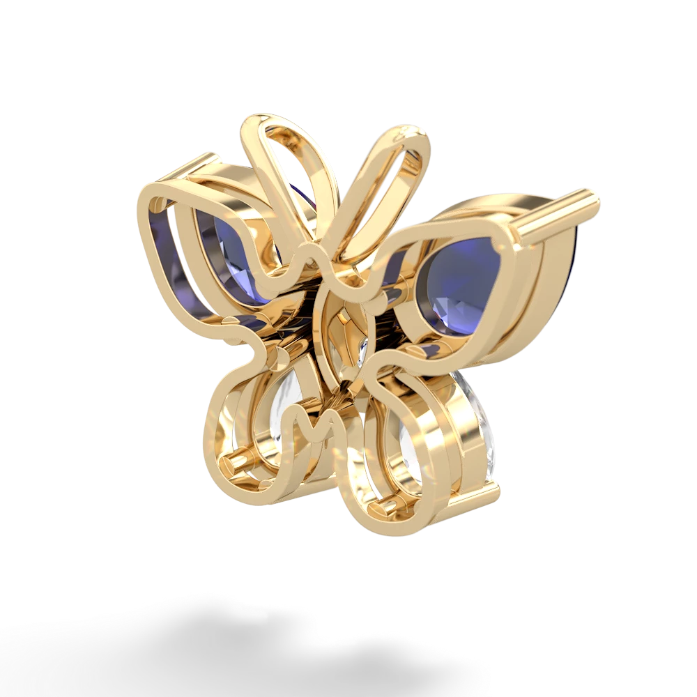 Lab Sapphire Butterfly 14K Yellow Gold pendant P2215