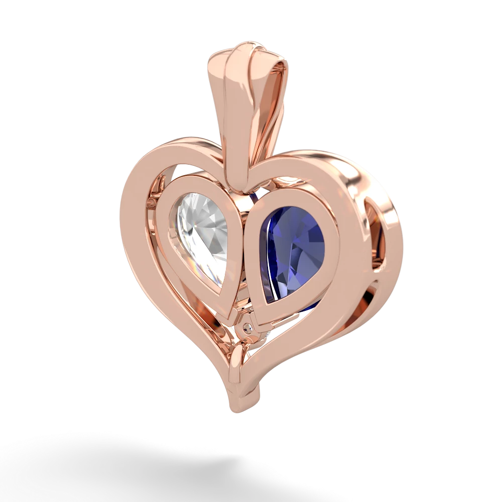 Lab Sapphire Two Become One 14K Rose Gold pendant P5330