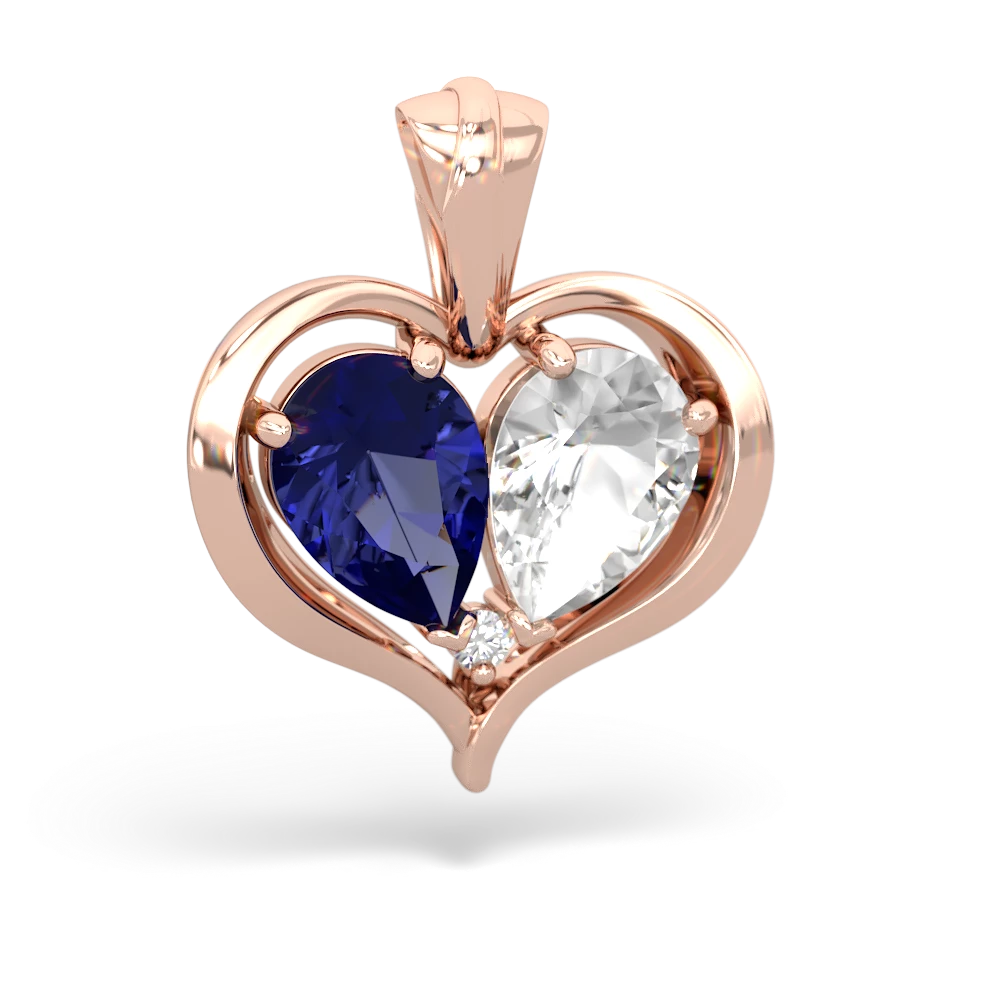 Lab Sapphire Two Become One 14K Rose Gold pendant P5330