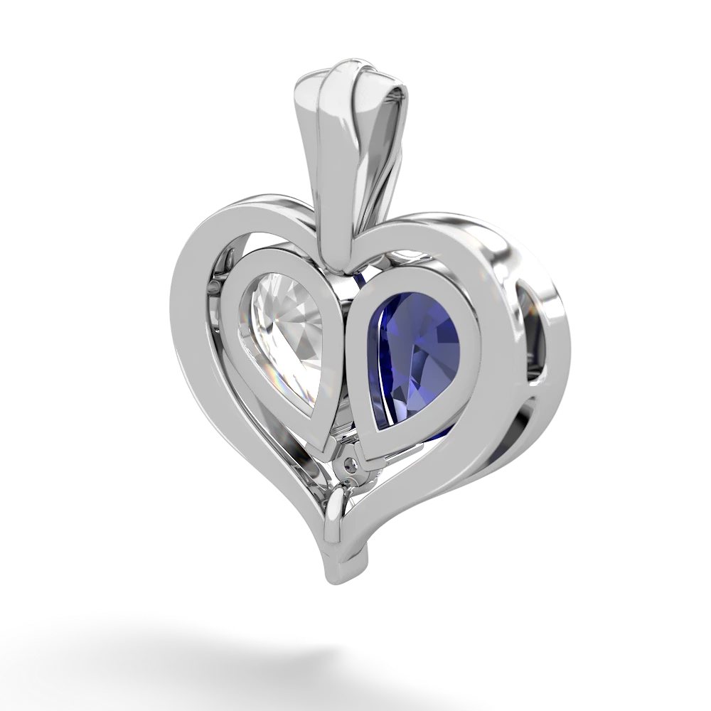 Lab Sapphire Two Become One 14K White Gold pendant P5330