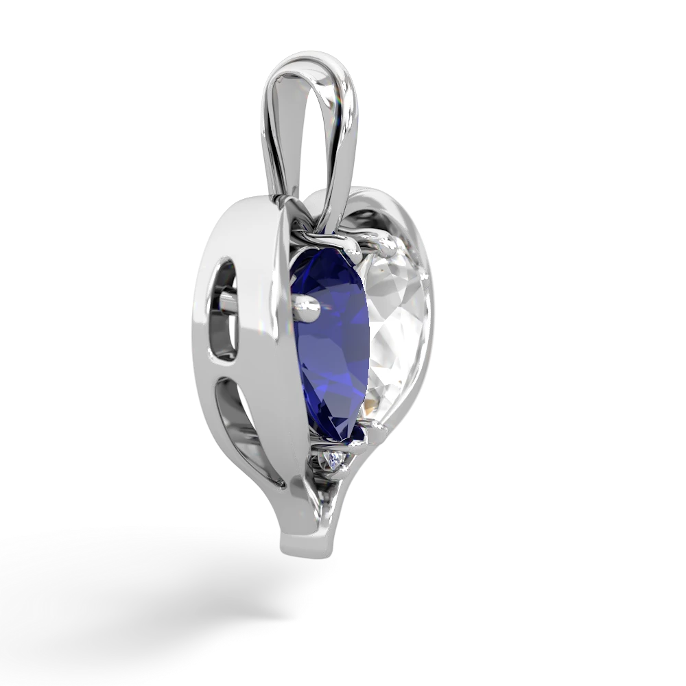 Lab Sapphire Two Become One 14K White Gold pendant P5330