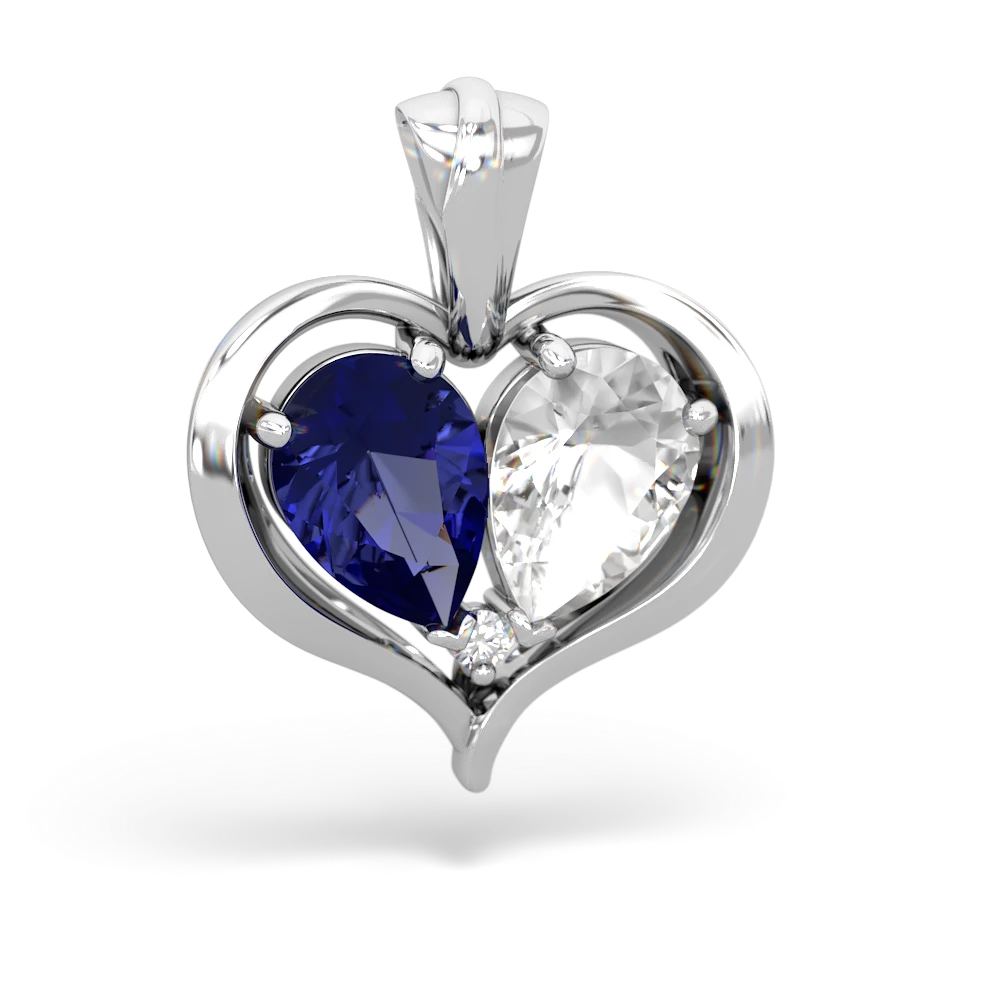 Lab Sapphire Two Become One 14K White Gold pendant P5330