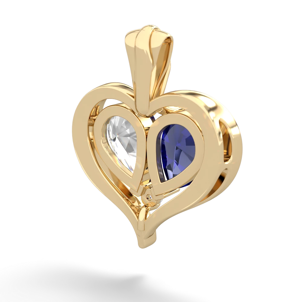 Lab Sapphire Two Become One 14K Yellow Gold pendant P5330