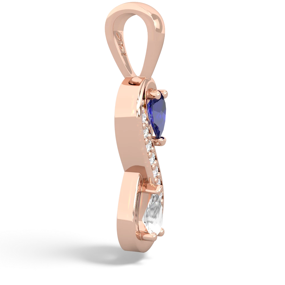 Lab Sapphire Diamond Infinity 14K Rose Gold pendant P5390