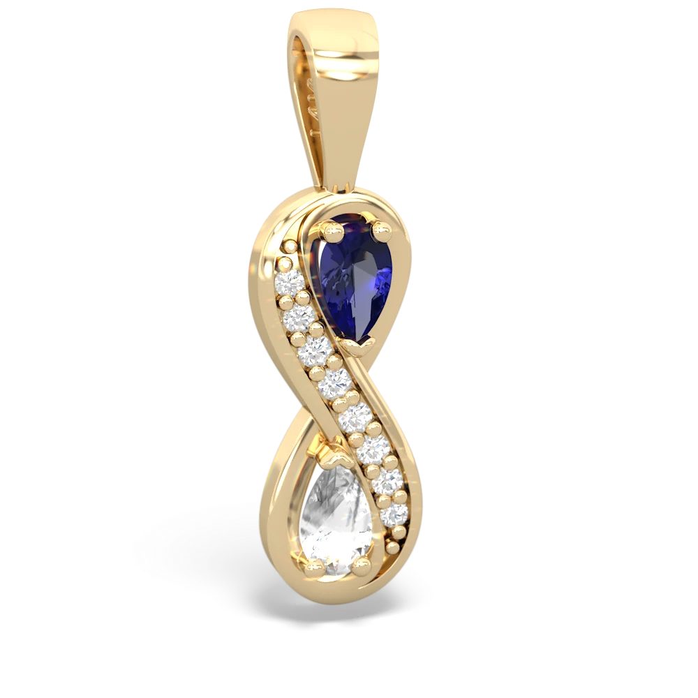 Lab Sapphire Diamond Infinity 14K Yellow Gold pendant P5390