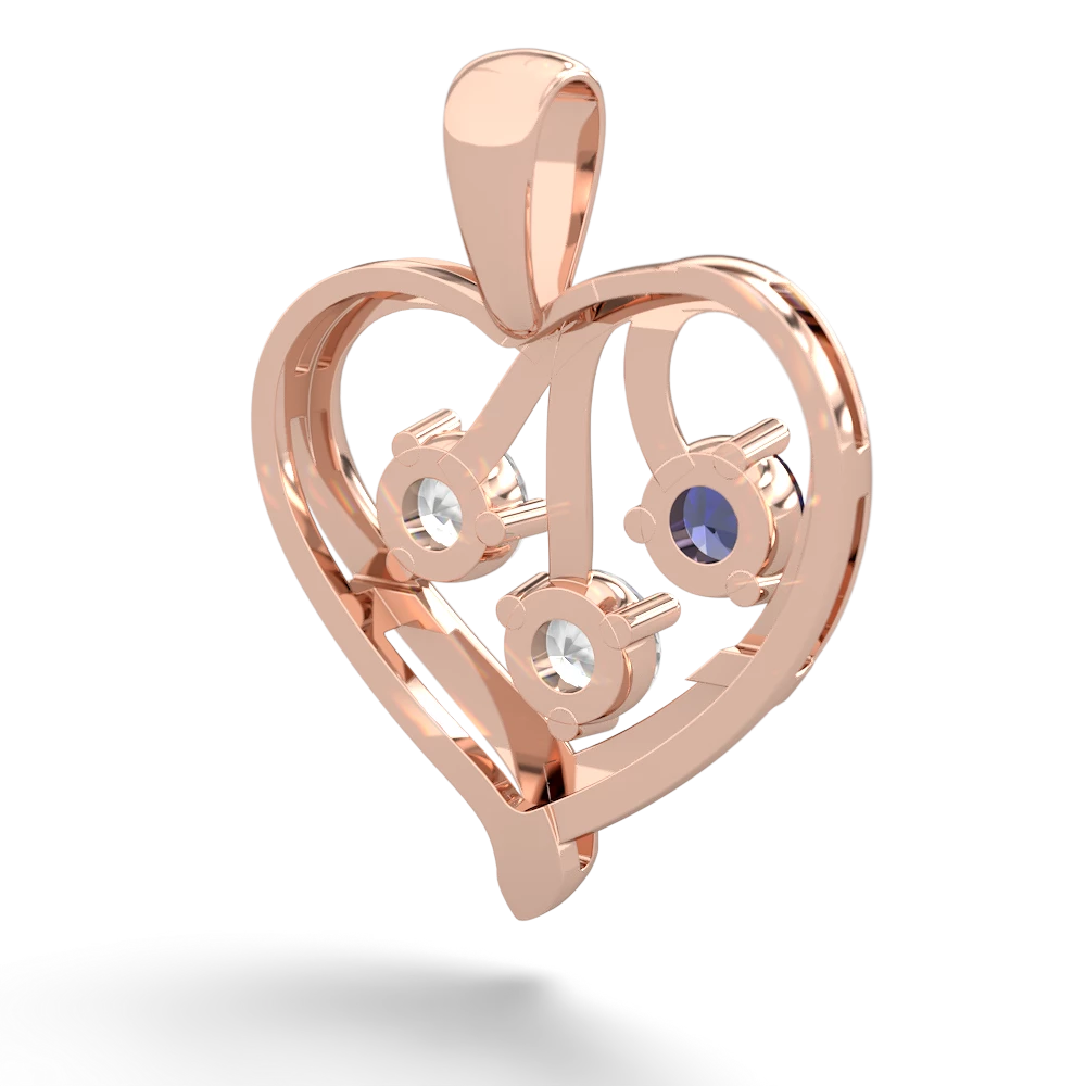 Lab Sapphire Glowing Heart 14K Rose Gold pendant P2233