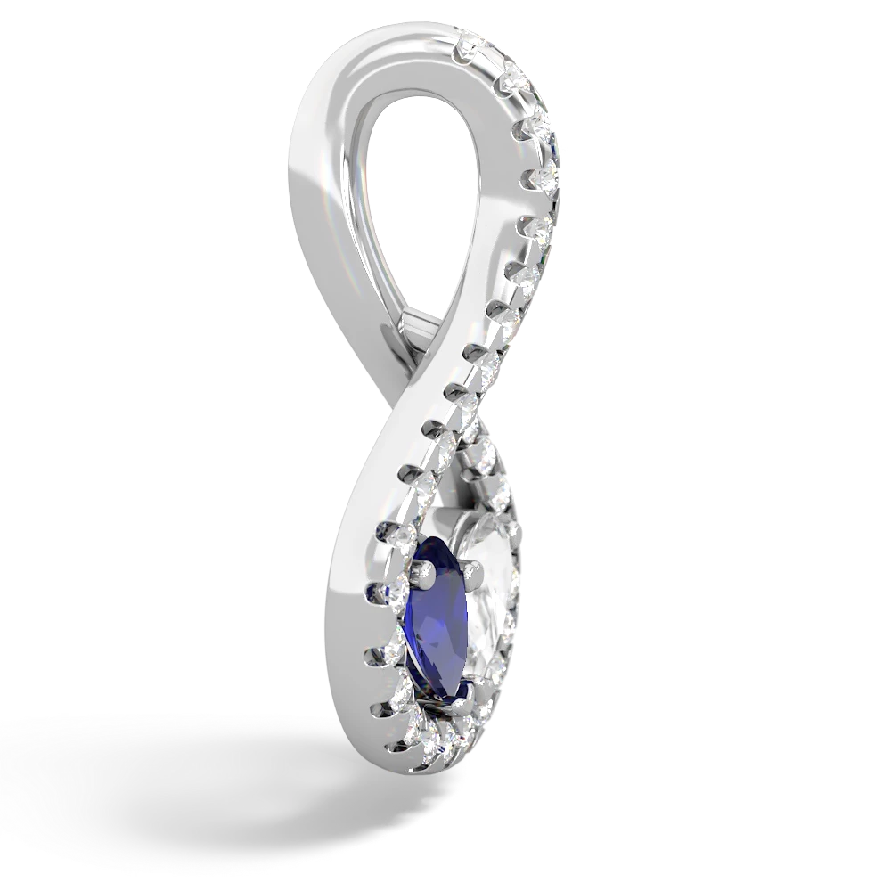 Lab Sapphire Pave Twist 'One Heart' 14K White Gold pendant P5360