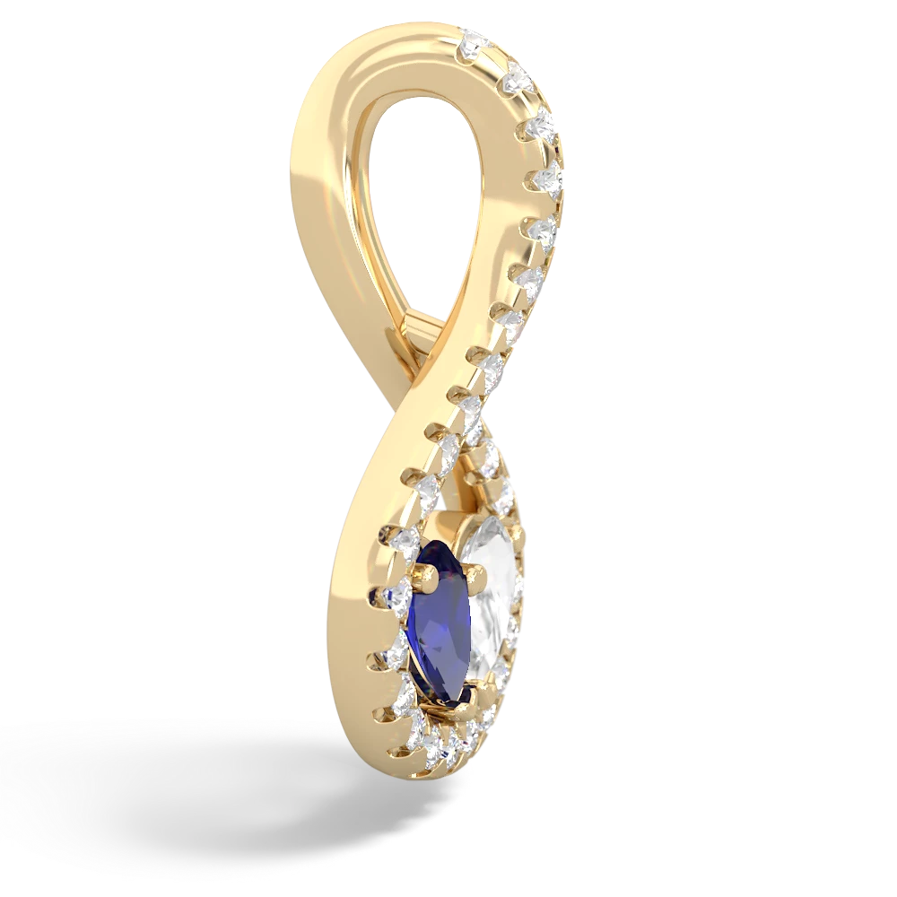 Lab Sapphire Pave Twist 'One Heart' 14K Yellow Gold pendant P5360