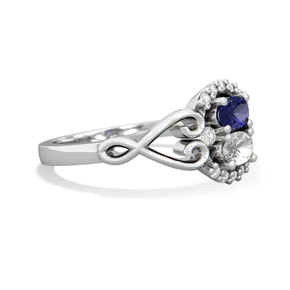 Lab Sapphire Love Nest 14K White Gold ring R5860