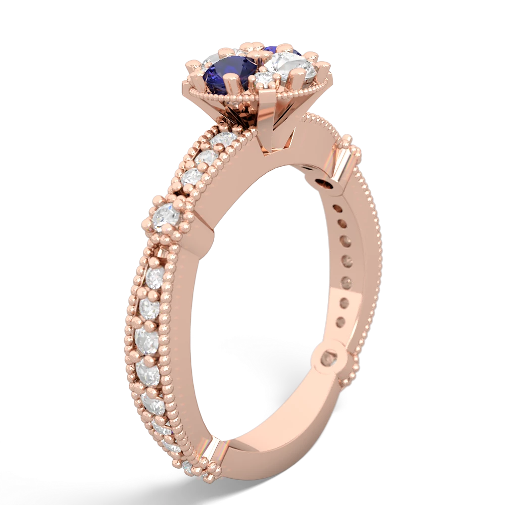 Lab Sapphire Sparkling Tiara Cluster 14K Rose Gold ring R26293RD