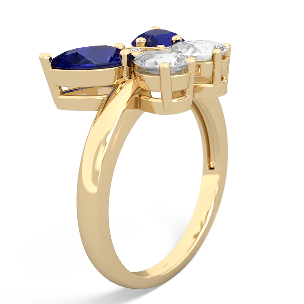 Lab Sapphire Butterfly 14K Yellow Gold ring R2215