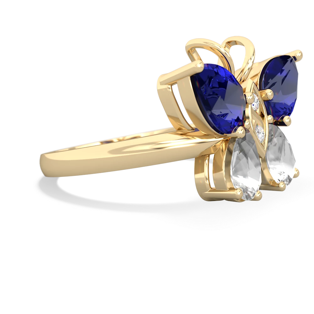 Lab Sapphire Butterfly 14K Yellow Gold ring R2215