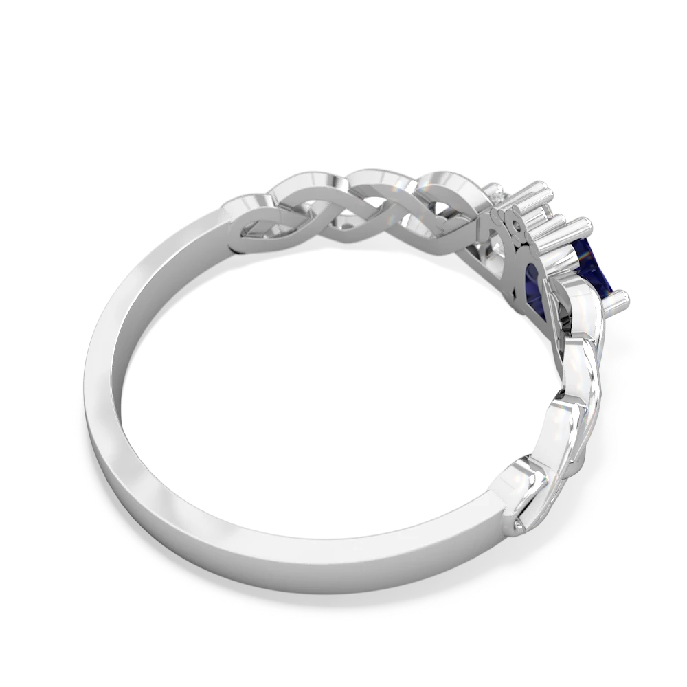 Lab Sapphire Heart To Heart Braid 14K White Gold ring R5870