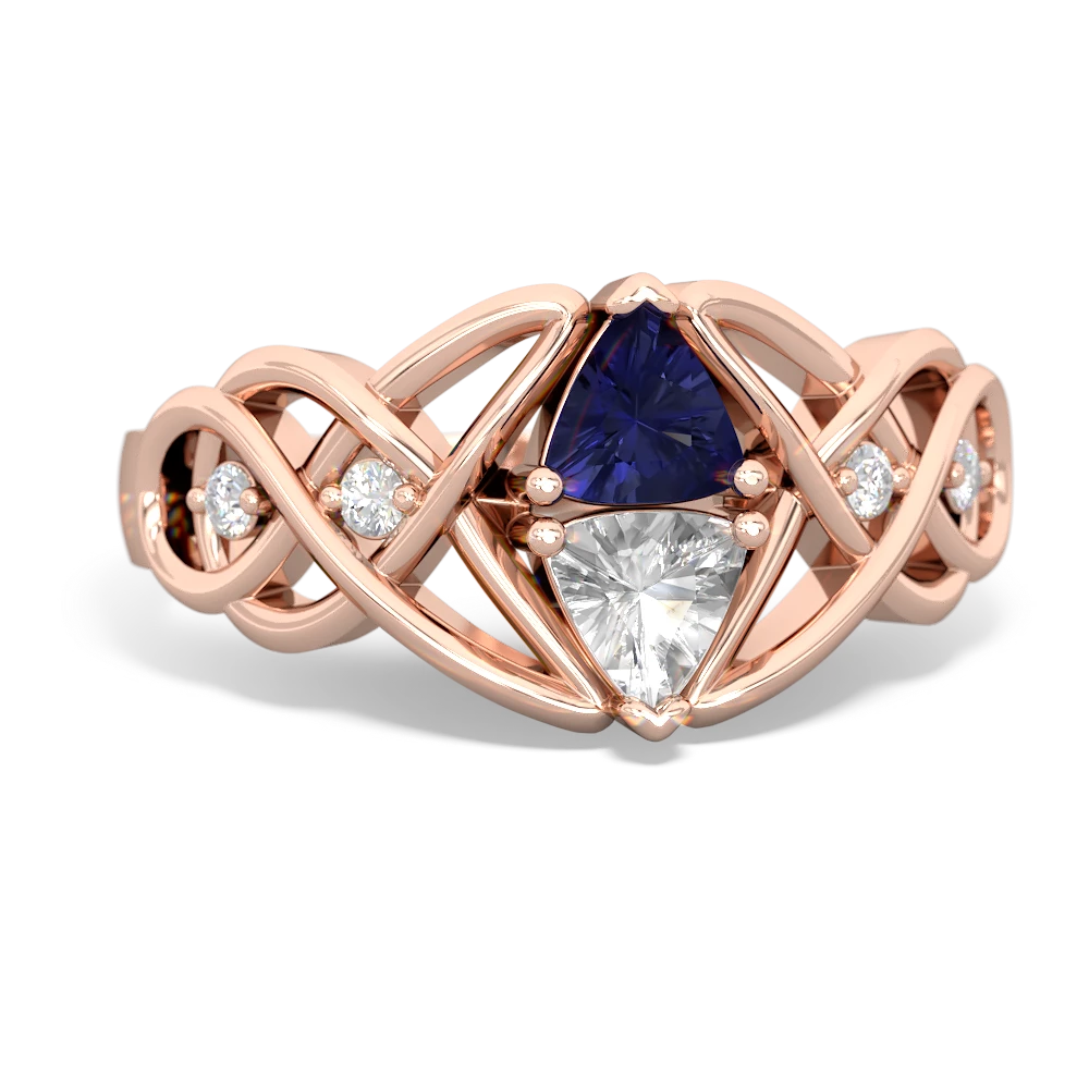 Lab Sapphire Keepsake Celtic Knot 14K Rose Gold ring R5300