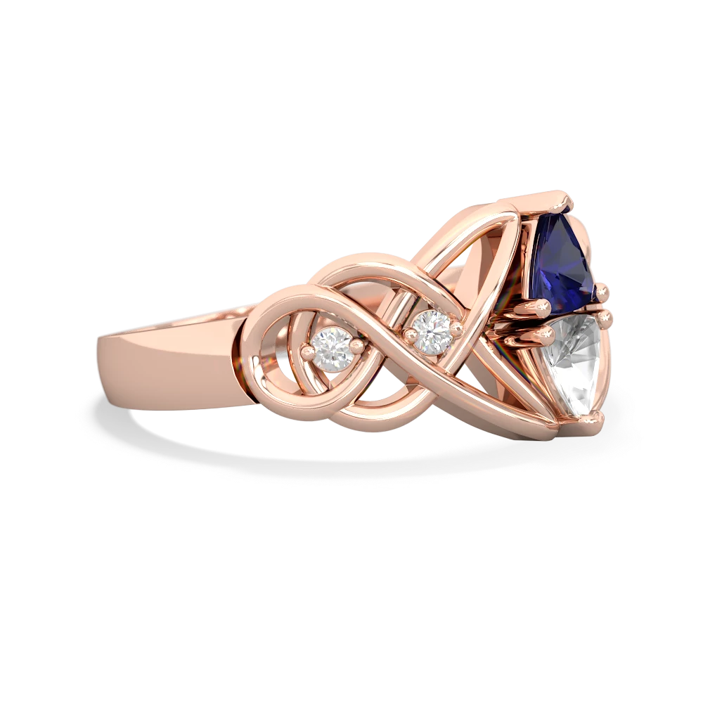 Lab Sapphire Keepsake Celtic Knot 14K Rose Gold ring R5300