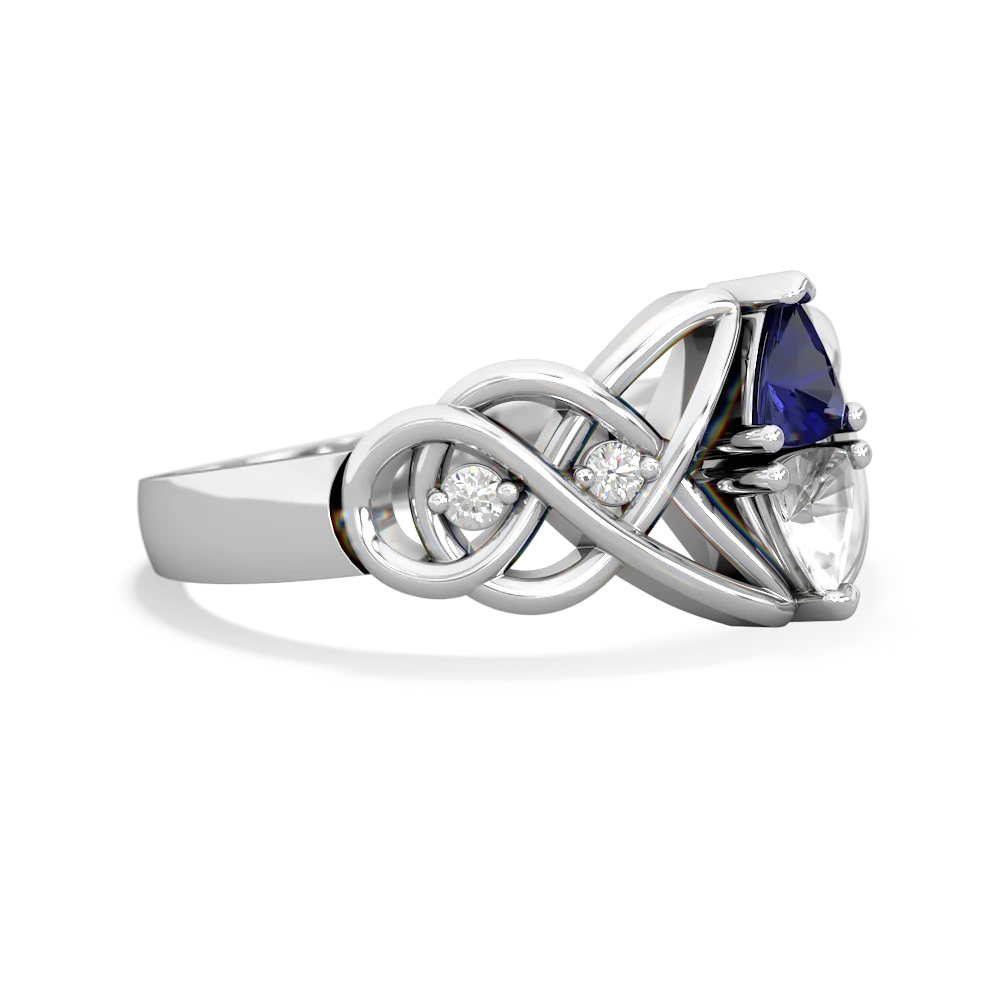 Lab Sapphire Keepsake Celtic Knot 14K White Gold ring R5300