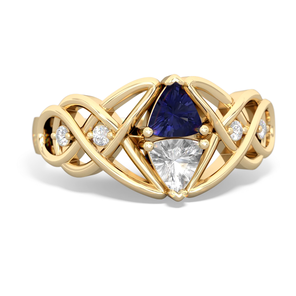 Lab Sapphire Keepsake Celtic Knot 14K Yellow Gold ring R5300